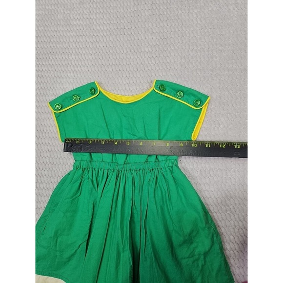 Bijou Sauvage Clothier Dress Girls Size 2 Green Shoulder Button Pockets - Picture 3 of 7